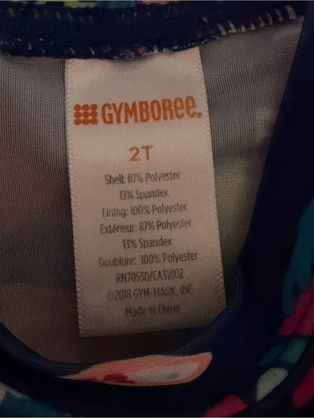 Gymboree Navy Short Sleeve Swim Top with Multicolor Fish 2T